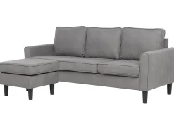 3 Seater Fabric Sofa With Ottoman Light Grey Avesta