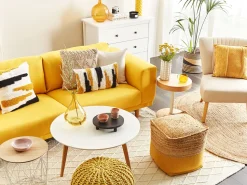 3 Seater Fabric Sofa Yellow Nivala