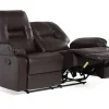 2 Seater Faux Leather Manual Recliner Sofa Brown Bergen