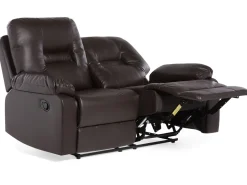 2 Seater Faux Leather Manual Recliner Sofa Brown Bergen
