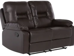 2 Seater Faux Leather Manual Recliner Sofa Brown Bergen