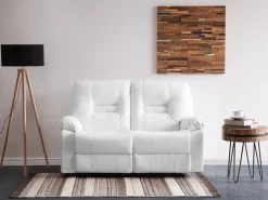 2 Seater Faux Leather Manual Recliner Sofa White Bergen