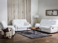 2 Seater Faux Leather Manual Recliner Sofa White Bergen