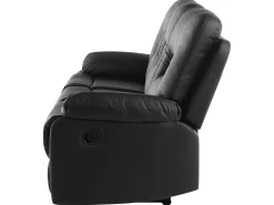 3 Seater Faux Leather Manual Recliner Sofa Black Bergen