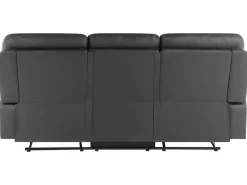 3 Seater Faux Leather Manual Recliner Sofa Black Bergen
