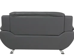 2 Seater Faux Leather Sofa Grey Leira