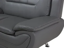 2 Seater Faux Leather Sofa Grey Leira
