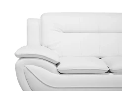 3 Seater Faux Leather Sofa White Leira