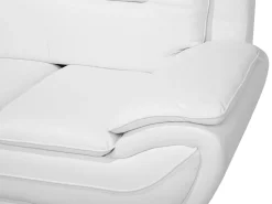 3 Seater Faux Leather Sofa White Leira