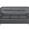 3 Seater Faux Leather Sofa Grey Leira