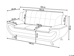 3 Seater Faux Leather Sofa Grey Leira