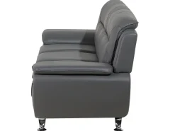 3 Seater Faux Leather Sofa Grey Leira