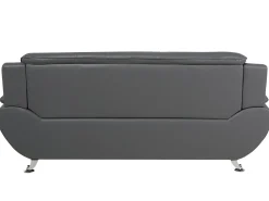 3 Seater Faux Leather Sofa Grey Leira