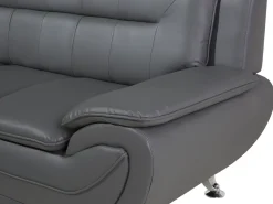 3 Seater Faux Leather Sofa Grey Leira