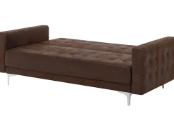 3 Seater Faux Leather Sofa Bed Brown Aberdeen