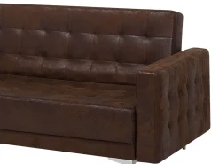 3 Seater Faux Leather Sofa Bed Brown Aberdeen