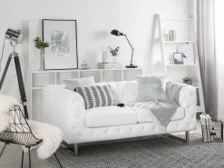 2 Seater Faux Leather Sofa White Vissland