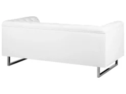 2 Seater Faux Leather Sofa White Vissland