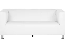 3 Seater Faux Leather Sofa White Floro