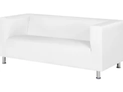 3 Seater Faux Leather Sofa White Floro