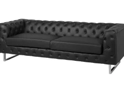 3 Seater Faux Leather Sofa Black Vissland