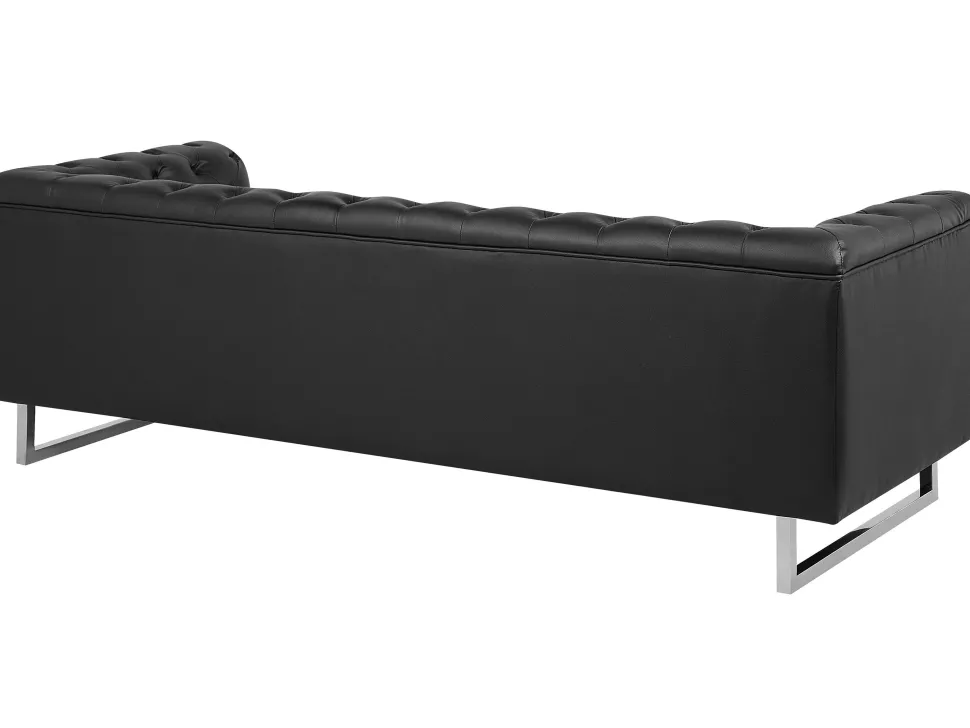 3 Seater Faux Leather Sofa Black Vissland