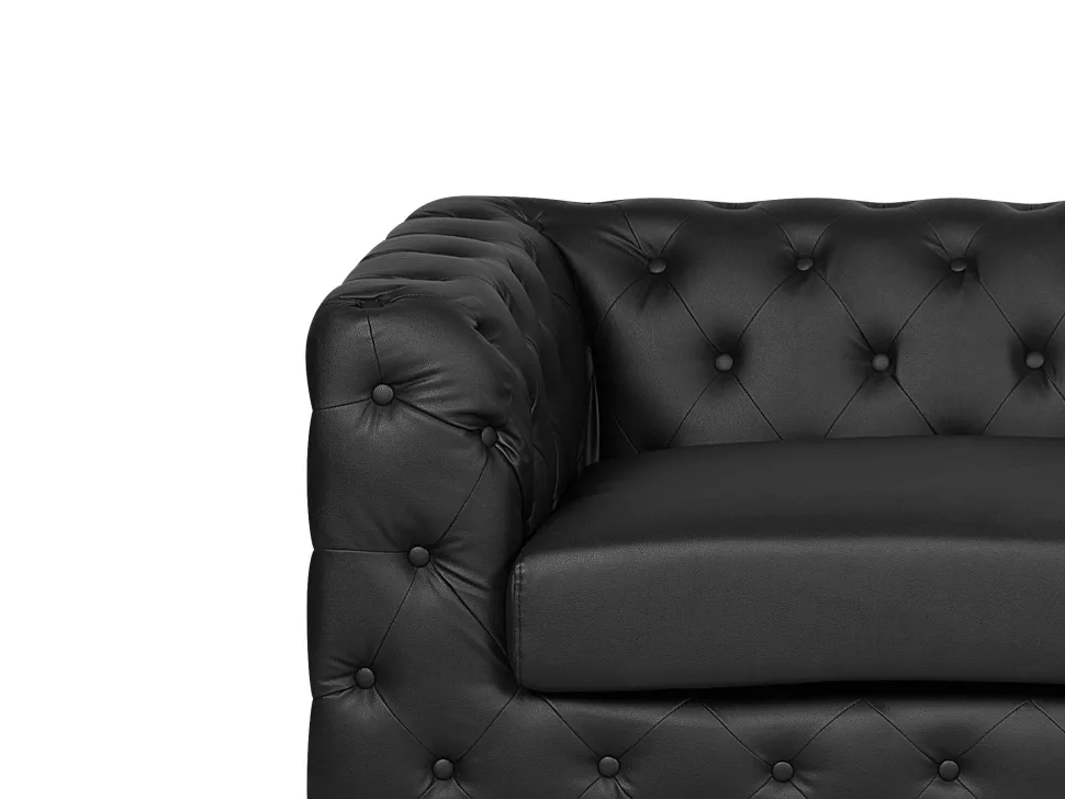 3 Seater Faux Leather Sofa Black Vissland