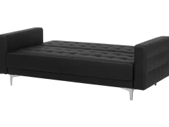 3 Seater Faux Leather Sofa Bed Black Aberdeen