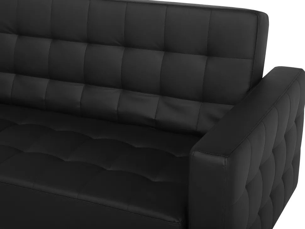3 Seater Faux Leather Sofa Bed Black Aberdeen