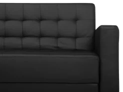 3 Seater Faux Leather Sofa Bed Black Aberdeen