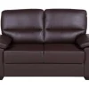 2 Seater Faux Leather Sofa Brown Vogar