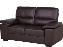 2 Seater Faux Leather Sofa Brown Vogar