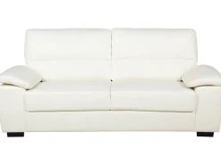 3 Seater Faux Leather Sofa Cream Vogar