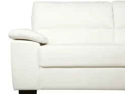 3 Seater Faux Leather Sofa Cream Vogar