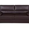 3 Seater Faux Leather Sofa Brown Vogar