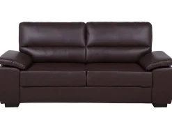 3 Seater Faux Leather Sofa Brown Vogar