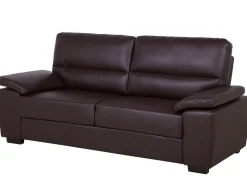 3 Seater Faux Leather Sofa Brown Vogar