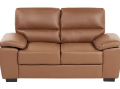 2 Seater Faux Leather Sofa Golden Brown Vogar