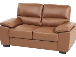 2 Seater Faux Leather Sofa Golden Brown Vogar