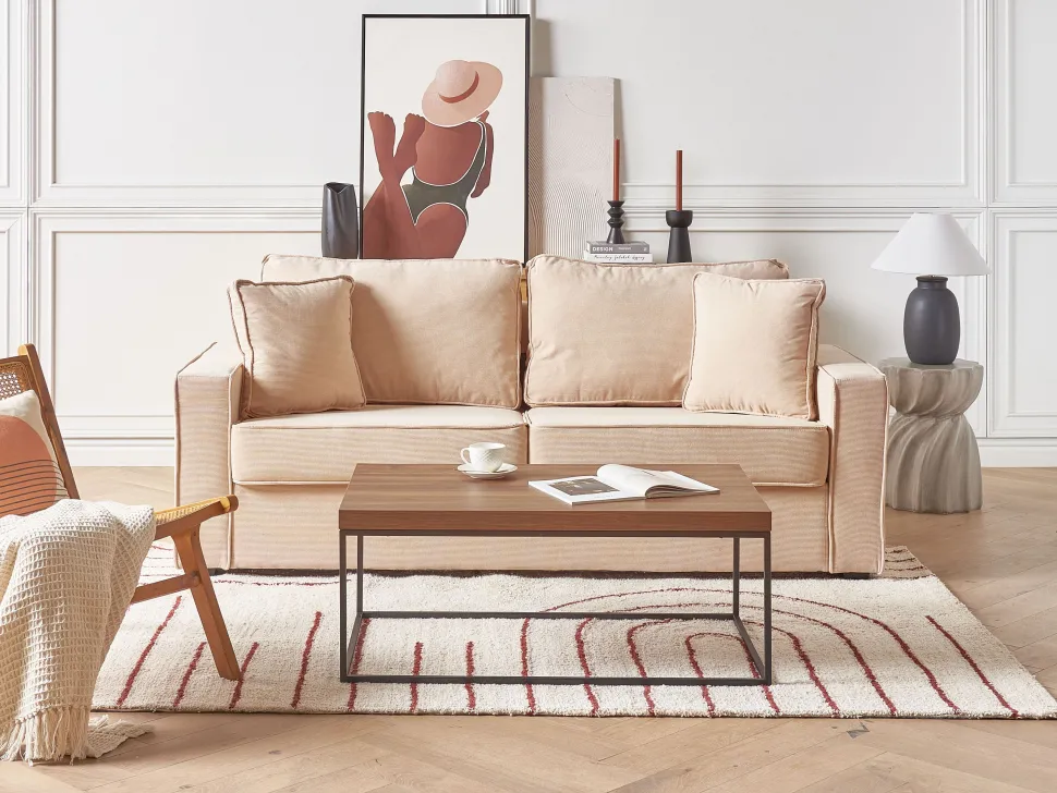 3 Seater Jumbo Cord Sofa Beige Falun