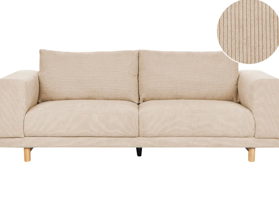 3 Seater Jumbo Cord Sofa Beige Nivala