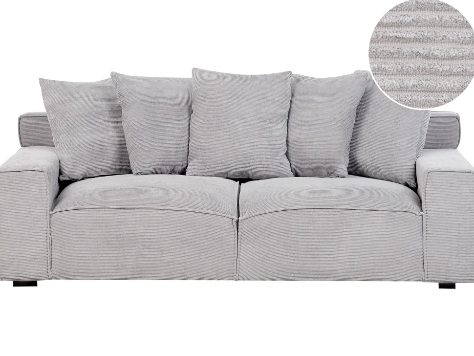 3 Seater Jumbo Cord Sofa Light Grey Viskan