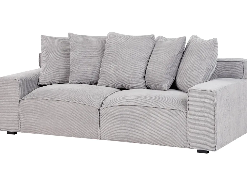 3 Seater Jumbo Cord Sofa Light Grey Viskan