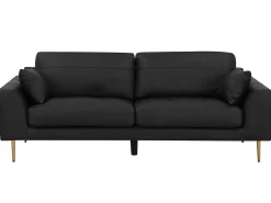 3 Seater Leather Sofa Black Torget