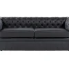 3 Seater Leather Sofa Black Chesterfield