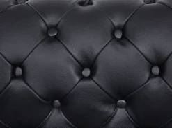 3 Seater Leather Sofa Black Chesterfield