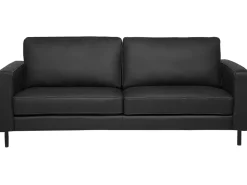 3 Seater Leather Sofa Black Savalen
