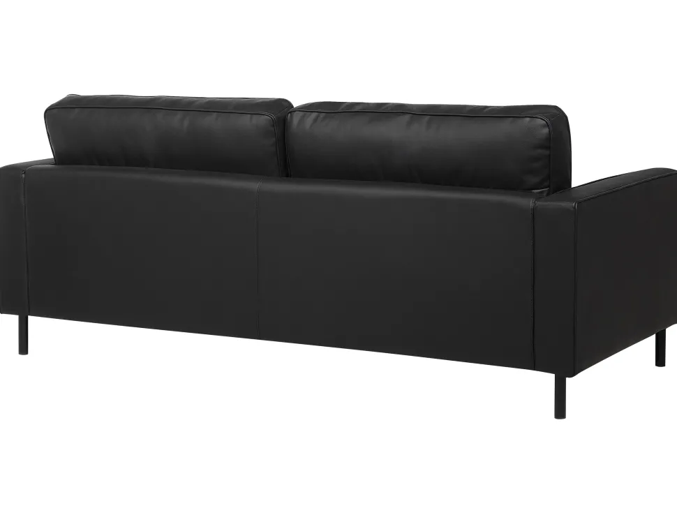 3 Seater Leather Sofa Black Savalen