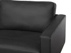 3 Seater Leather Sofa Black Savalen