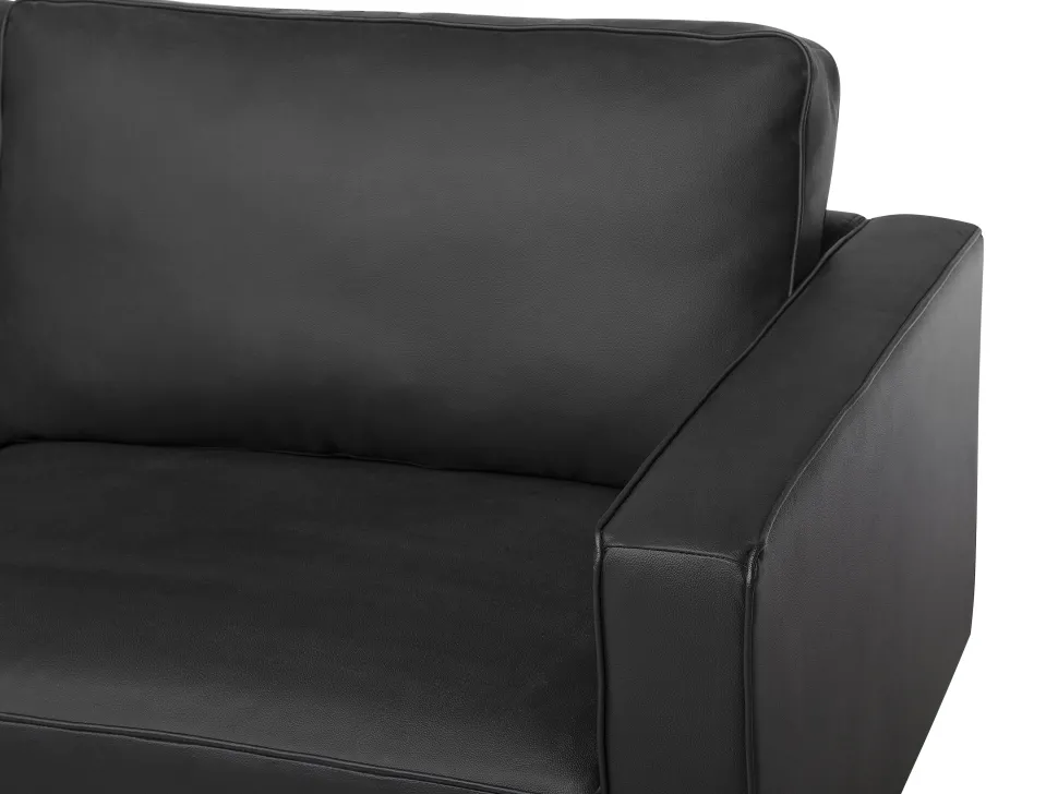 3 Seater Leather Sofa Black Savalen